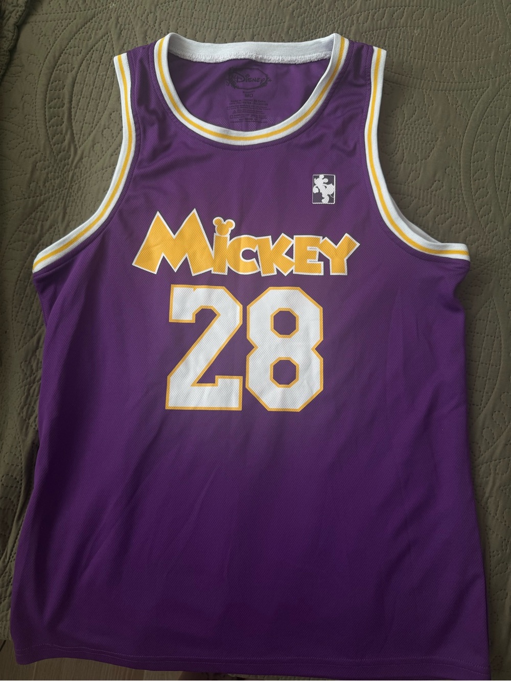 Disney Purple Sleeveless Basketball Jersey with White and Yellow Trim